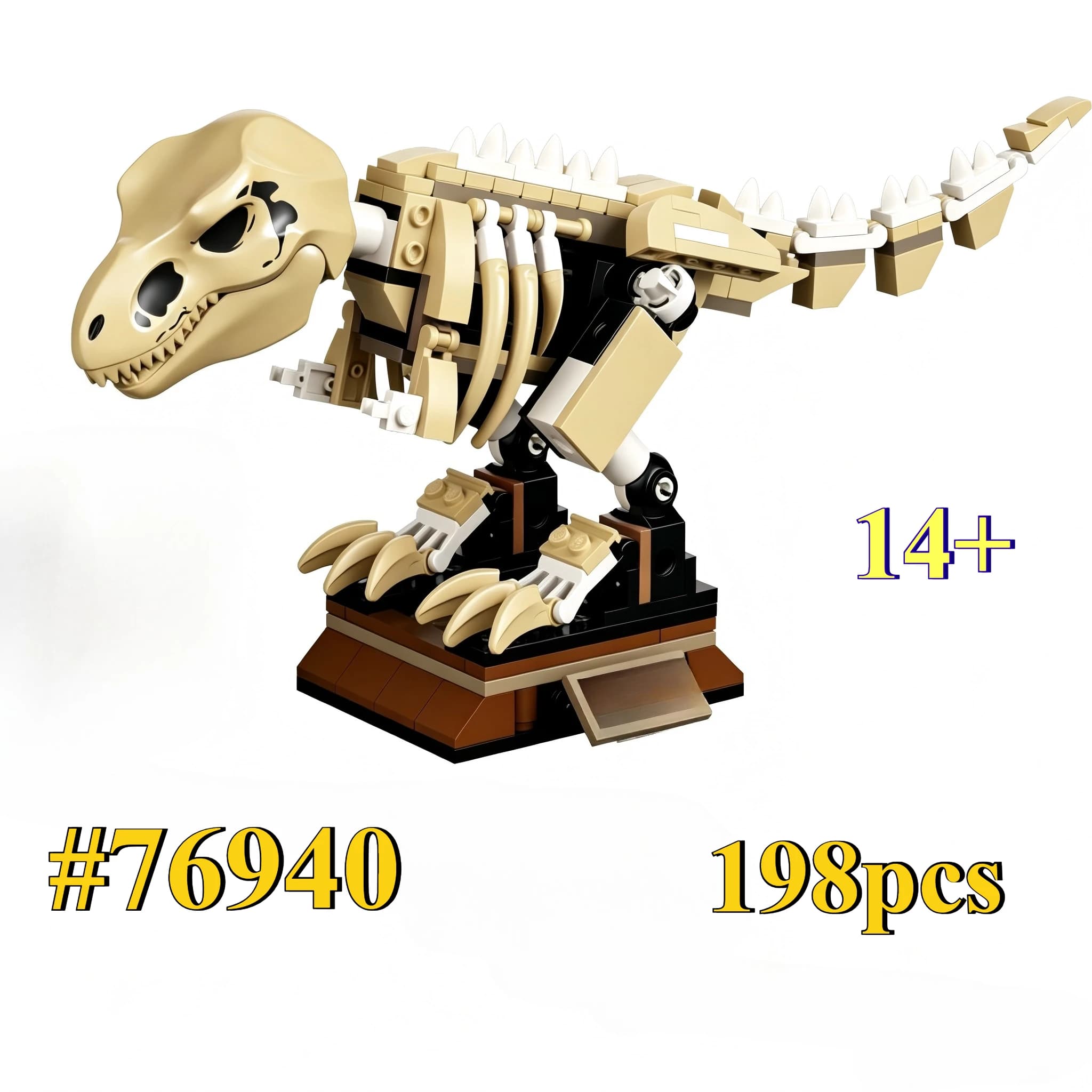 Set di blocchi da costruzione con scheletro di dinosauro fossile 76940, adatti per regali di compleanno, compatibili con le particelle Lego, 198 pezzi.