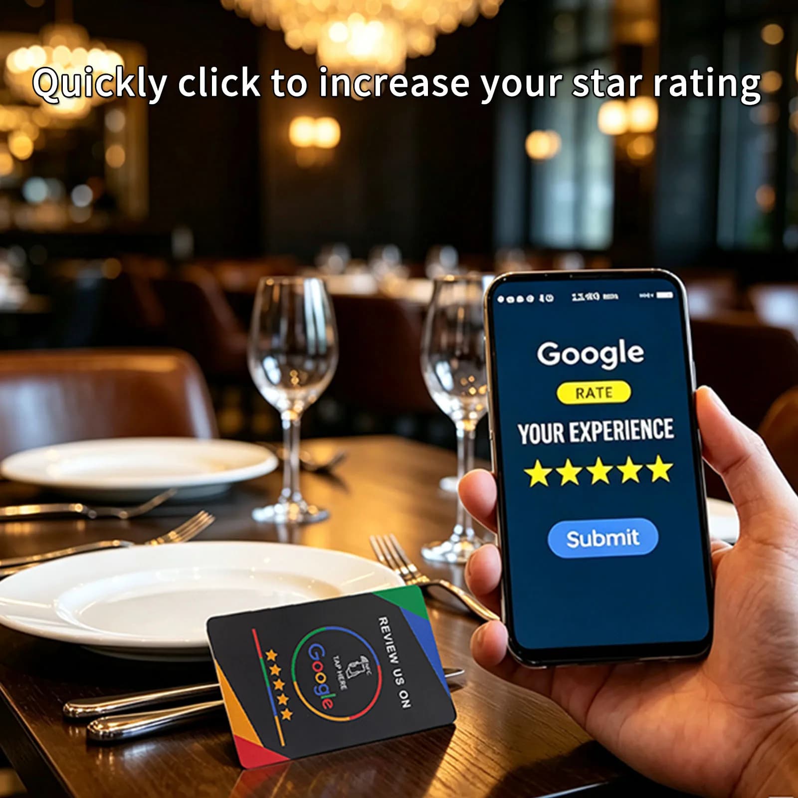 NTAG215 Google Review Tap Card 13.56MHz RFID NFC Proximity Business Card Tap To Leave Review For Android iOS Local Business SEO