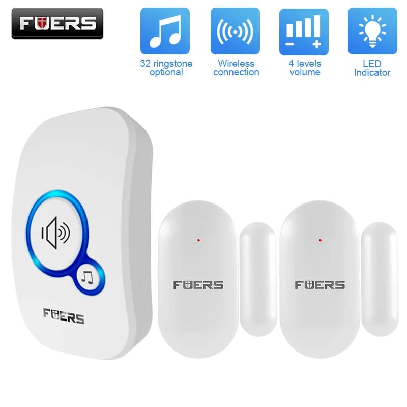 Fuers Campanello di benvenuto per porta senza fili Campanello 32 brani Smart Home Wireless Door Windor Sensore aperto Allarme antifurto Sicurezza domestica