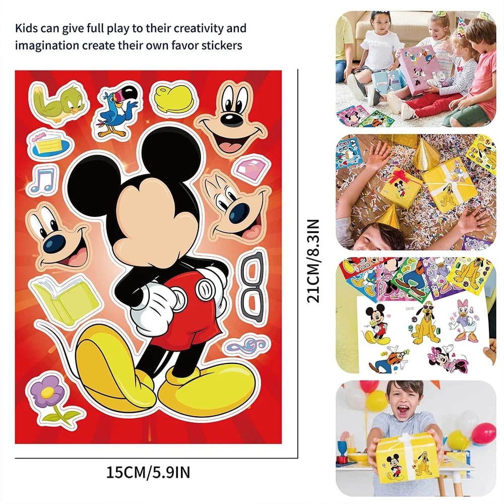 6/12 Lenzuola Disney Crea una Faccia Puzzle Adesivi Topolino Paperino Bambini Assemblare Jigsaw Giocattoli Per Bambini Divertente Gioco Regalo Del Partito