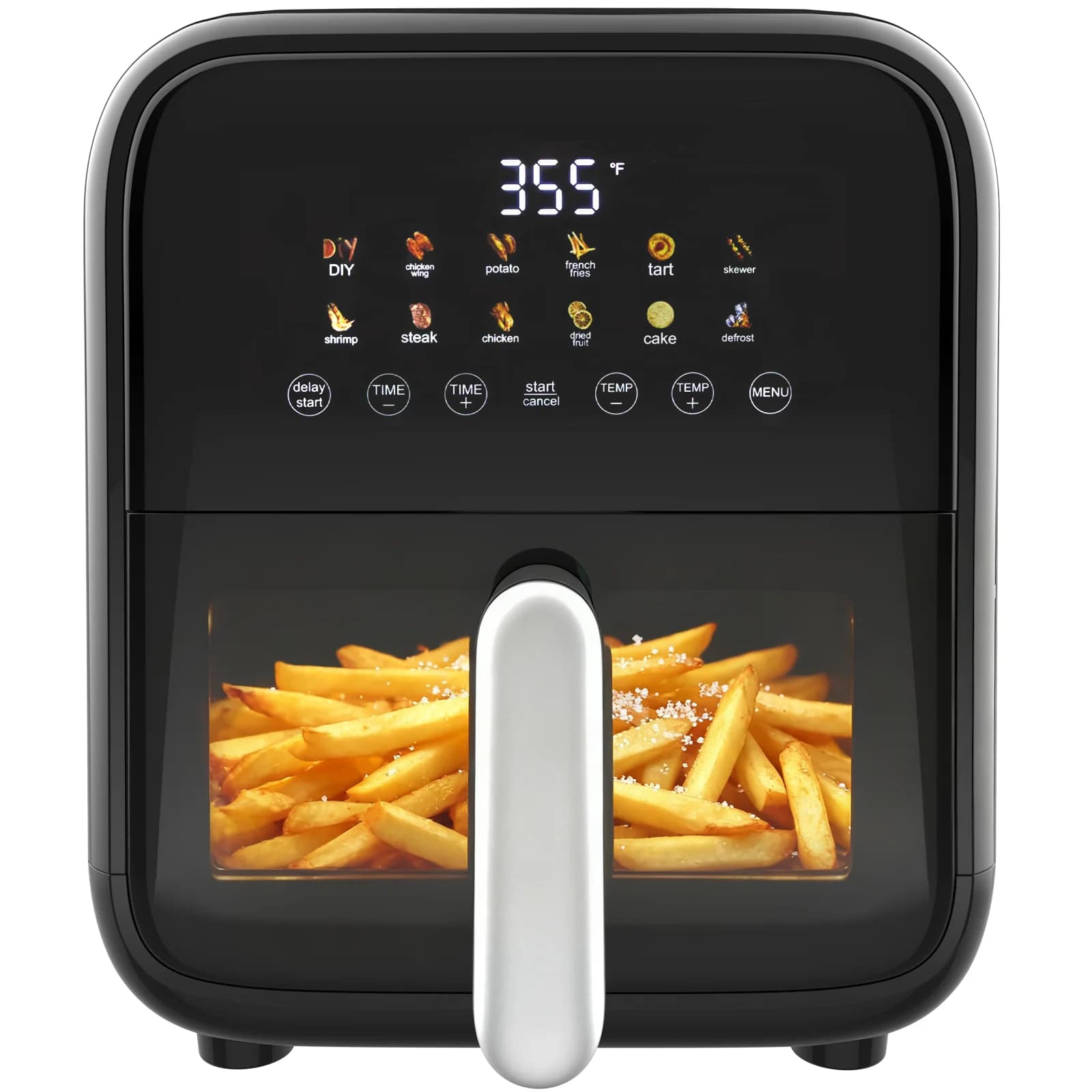 7.9QT Air Fryer with Window, Large Air Fryer 12-in-1 for Families, 1800W, Black