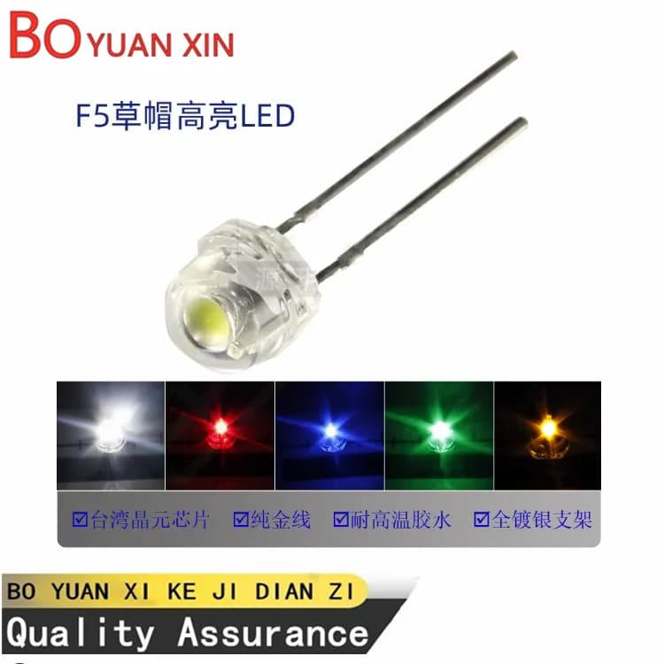 LED F5 Grass Hat con Luce Bianca Positiva, Rosso, Blu, Verde, Viola, Elemento Cristallino, Diodo Emettitore di Luce LED ad Altissima Luminosità
