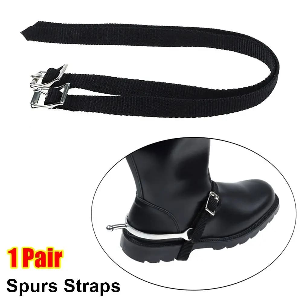1 paio con cinturini per speroni con fibbia in lega, cinturino per stivali ispessito britannico occidentale, attrezzatura per accessori equestri in metallo regolabile