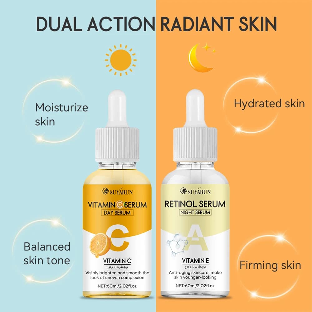 Face vitamin C and Face Essence retinol two packs prevent roughness, improve dry lifting and solid skin.