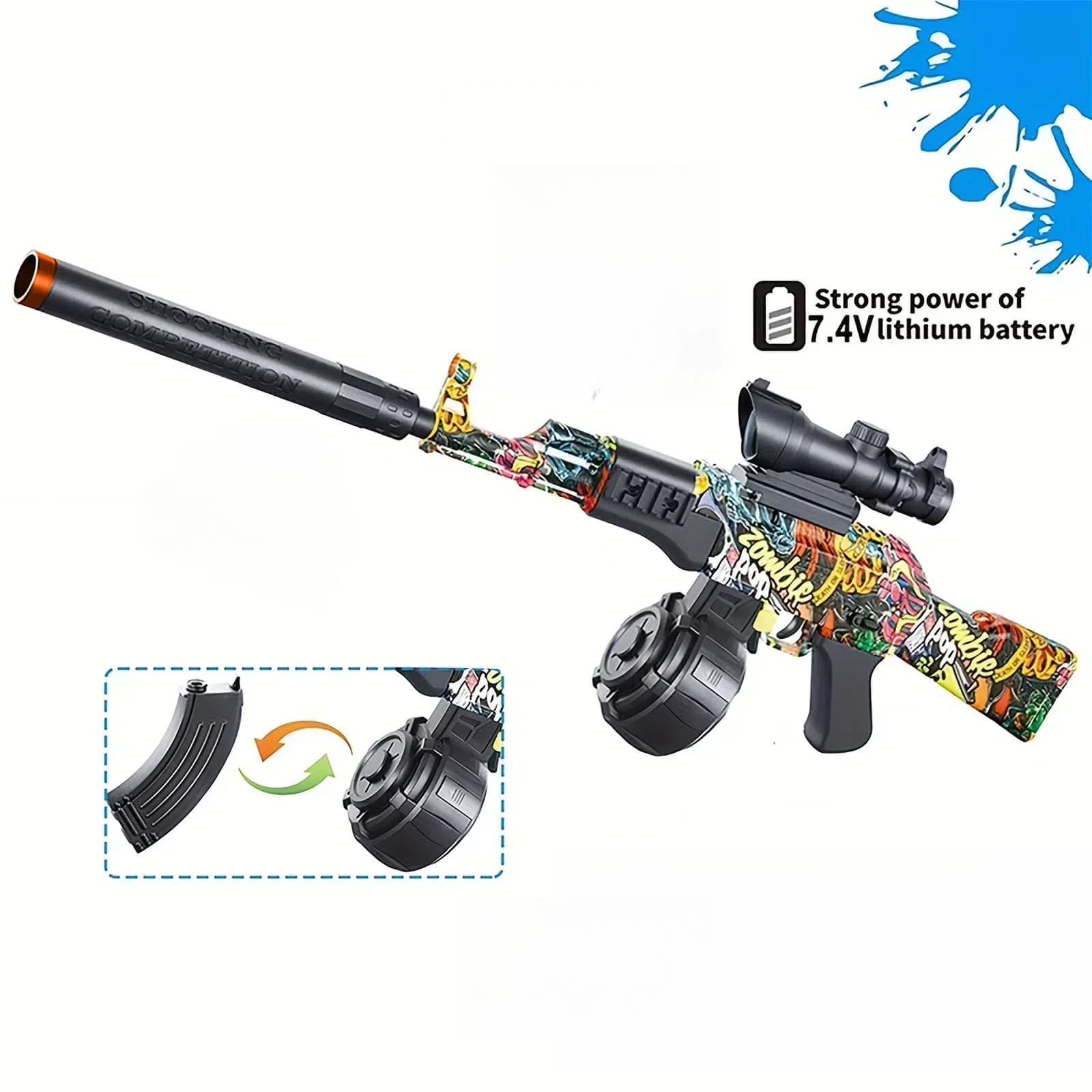Blaster elettrico con palline in gel, pistola giocattolo, giocattolo educativo, tiro con fuoco manuale automatico, giochi all'aperto Giocattoli per attività Gioco di squadra, 7,4 V