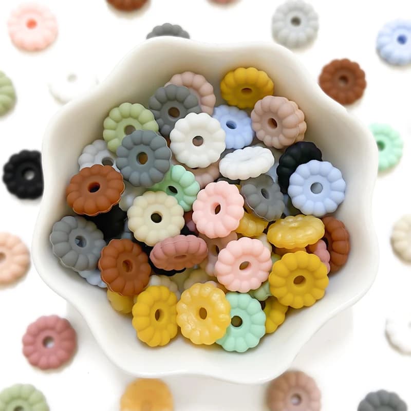 30pcs Gasket Silicone Beads 12mm/15mm Round Silicone Bead for Jewelry Necklace Making DIY Baby Toys Accessorie