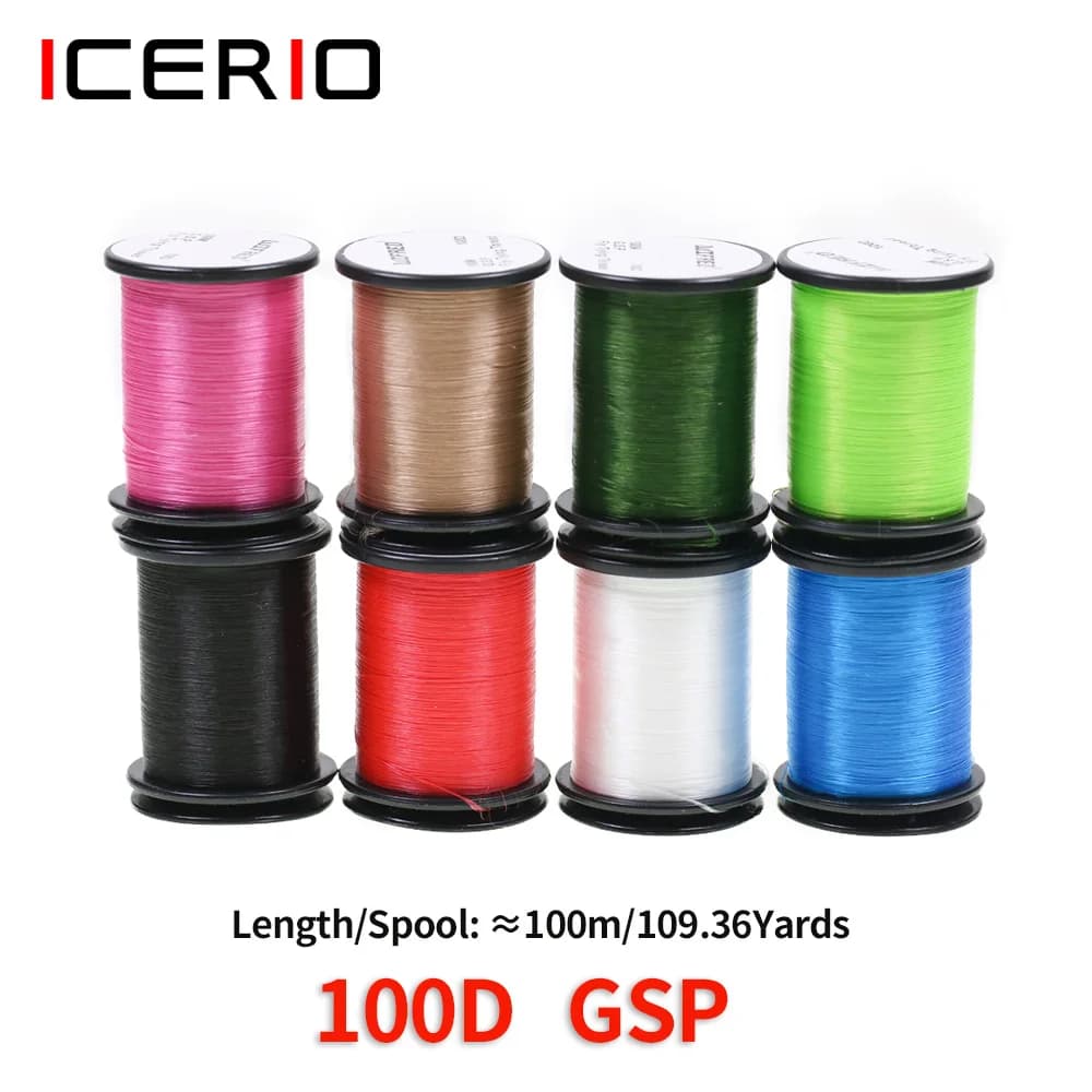 ICERIO 2PCS 100D GSP Fly Tying Filo Filo di Polietilene Liscio Forte Per Mosca Bagnata/Secca Ninfi Streamer Trota Mosche Da Pesca