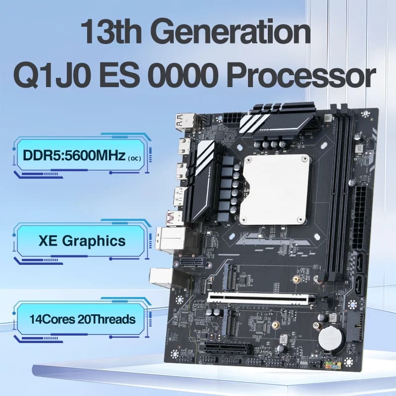 Set di schede madri per computer da gioco fai-da-te con CPU integrata combo 13th Core Interpose Kit Q1J0 ES 0000 14C20T DDR5 RAM Desktop laca mae