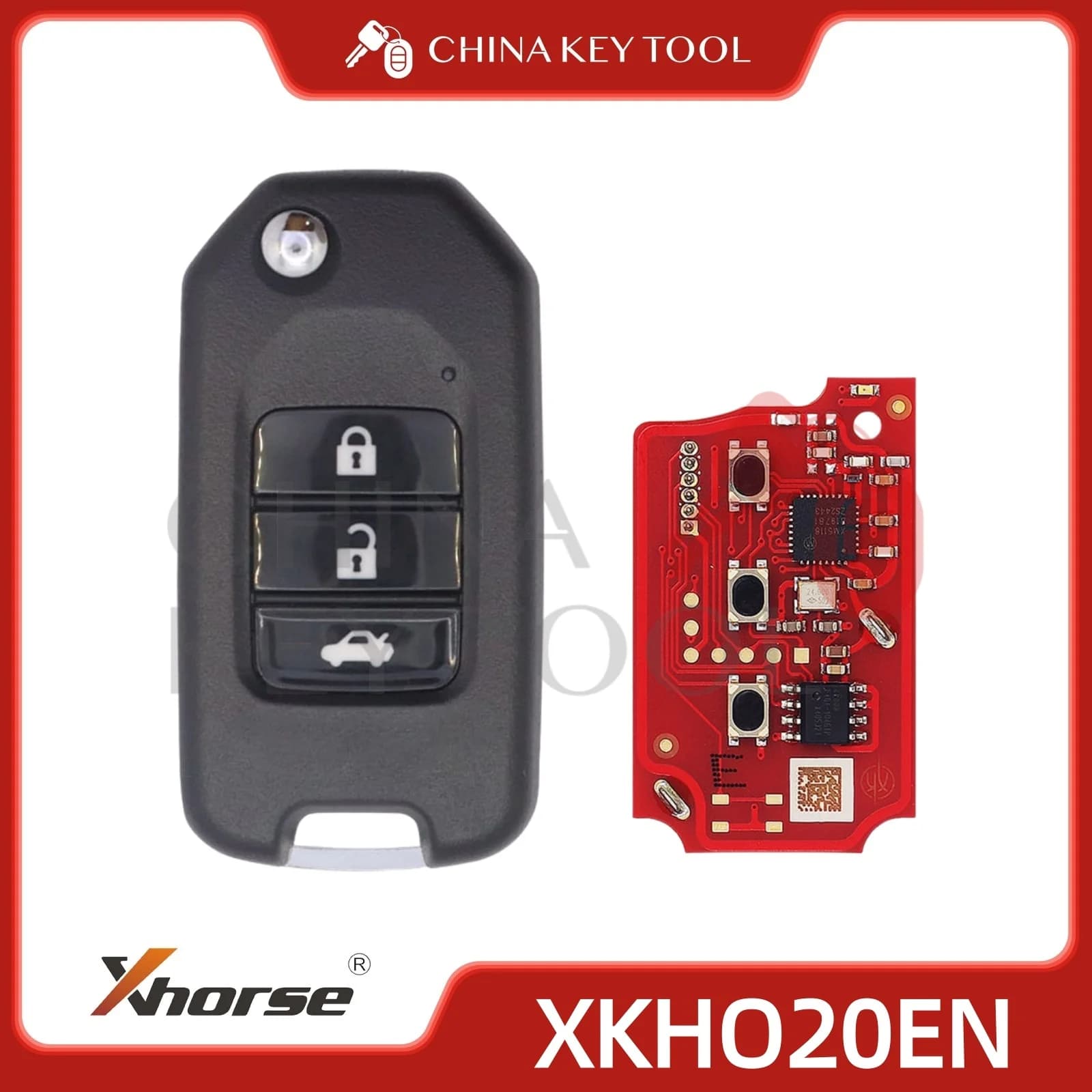 Xhorse XKHO20EN Telecomando universale con chiave ribaltabile cablata 3 pulsanti Honda tipo 2a generazione