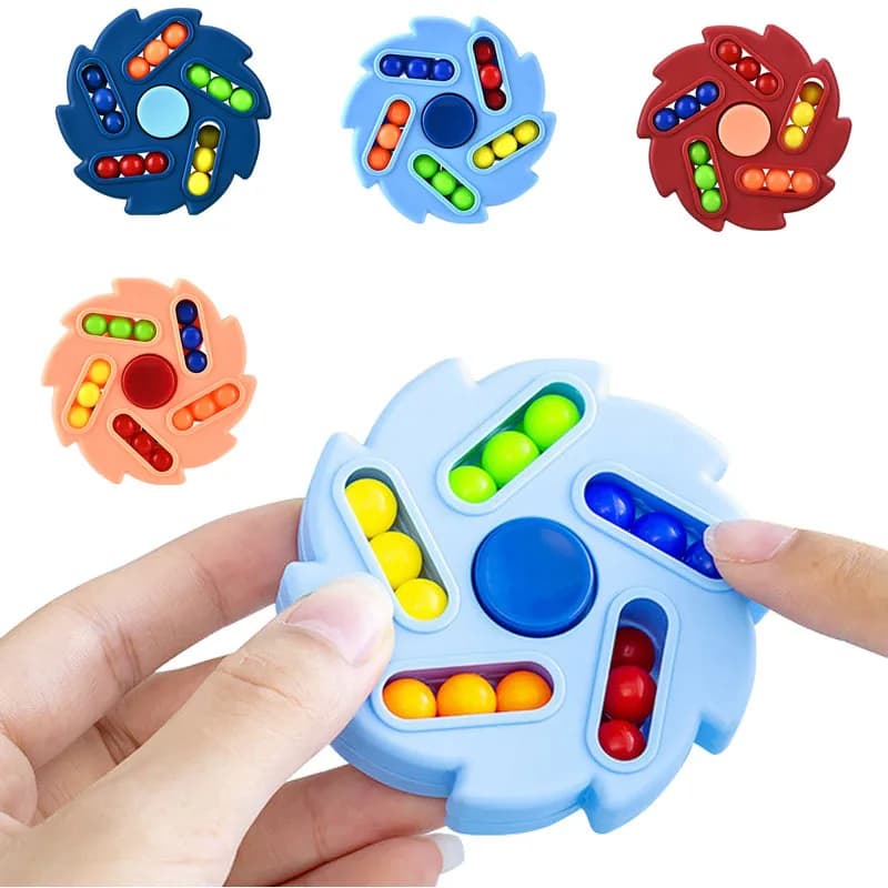 Nuovo Gioco Educativo Antistress Disco Magico Rotante a Dieci Lati con Perline Rotanti per Bambini