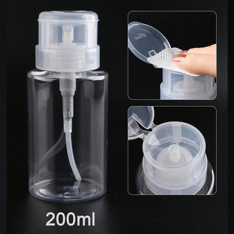 200ML Vacuum Pump Alcohol Liquid Nail Polish Presses Detergent Nail Bottle Reusable Bottle Dispenser Manicure Container