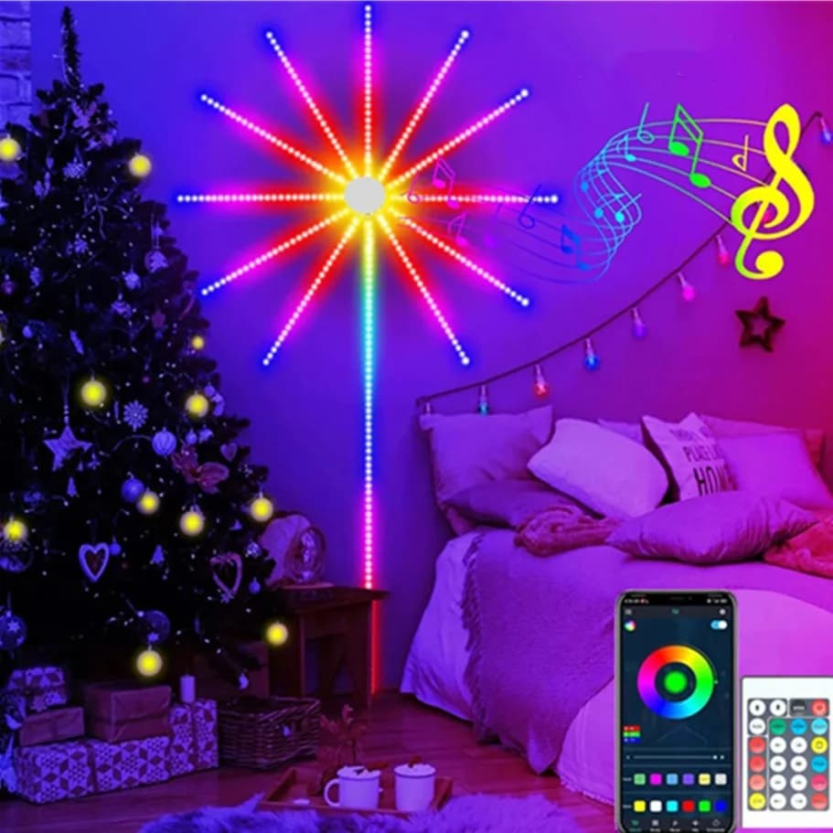 RGBIC Fuochi d'artificio LED Luce di striscia Bluetooth APP Controllo USB 5V Striscia al neon Decorazione festa di Natale Sincronizzazione musicale Decorazione della camera da letto Luce