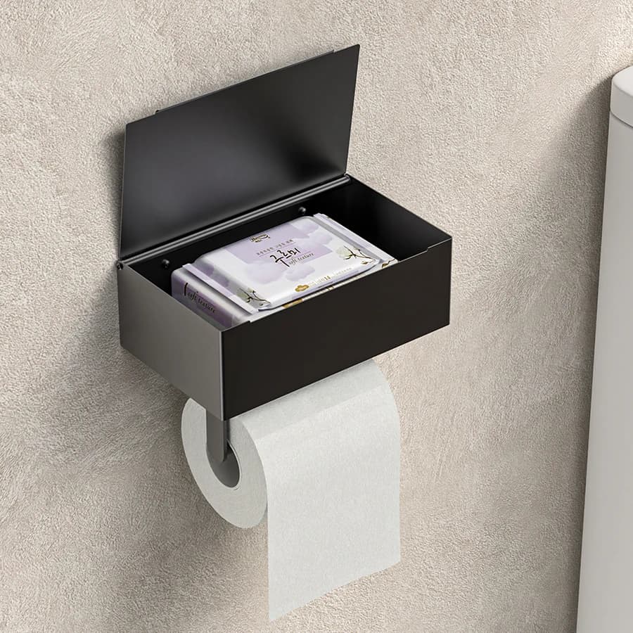 Portarotolo per carta igienica in acciaio inossidabile Scatola per fazzoletti autoadesiva Organizzatore di immagazzinaggio Supporto per telefono domestico Rotolo di carta sospeso per bagno