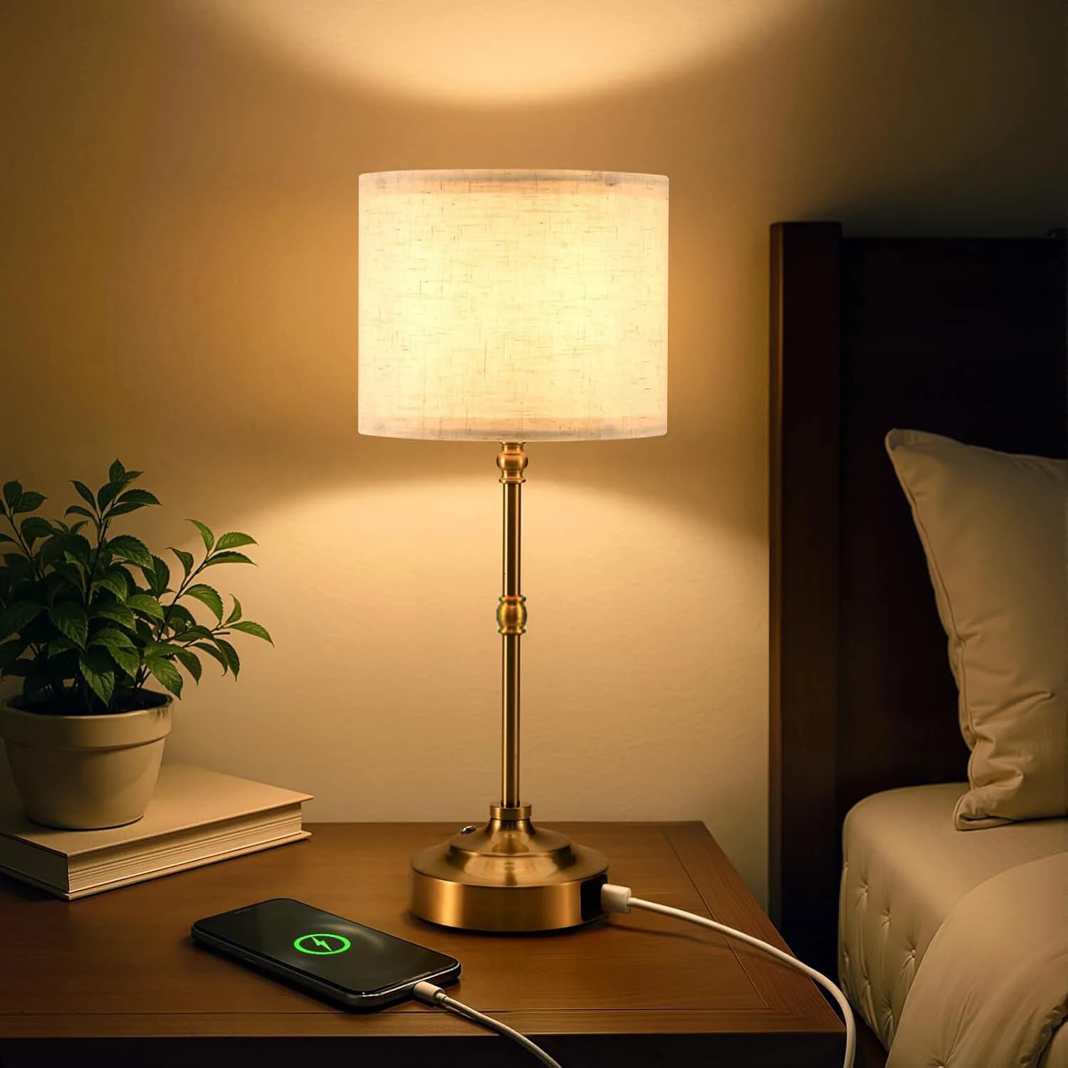 Lampade da tavolo senza fili Lampada a batteria ricaricabile con lampade da comodino touch in tessuto dimmerabile a 3 livelli per camera da letto, soggiorno