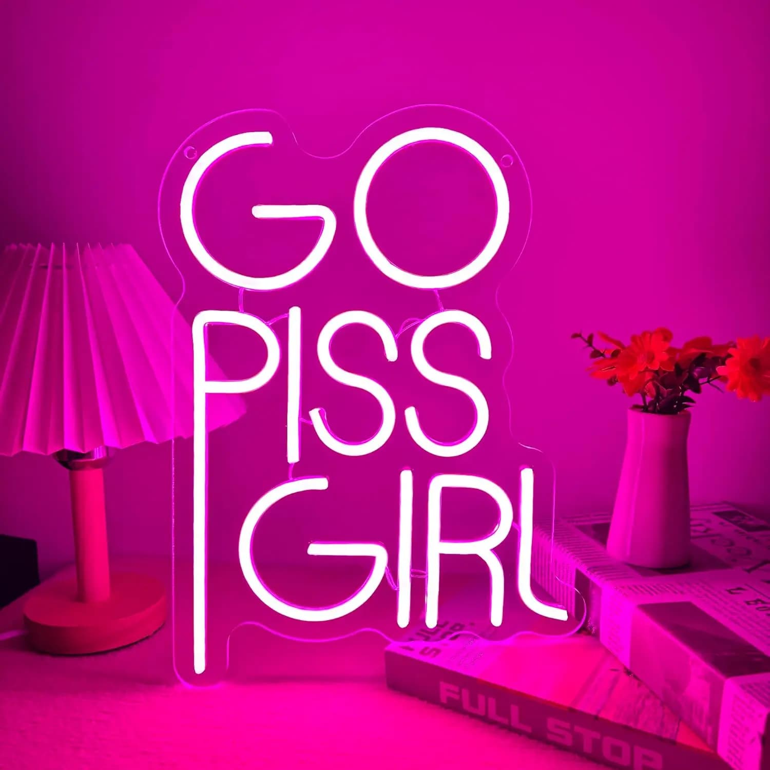 Insegna al Neon 'Go Piss Girl' USB Dimmerabile, Luce LED al Neon per Bar, Man Cave, Camera da Letto, Hotel, Negozio, Sala Giochi, Decorazione Murale per Feste