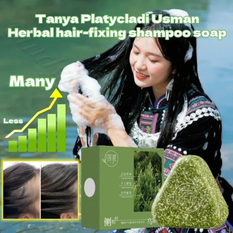 Tanya Platycladi Usman Sapone per capelli alle erbe Anti-rimozione Nutriente per capelli Detergente Shampoo all'olio essenziale fatto a mano 120g