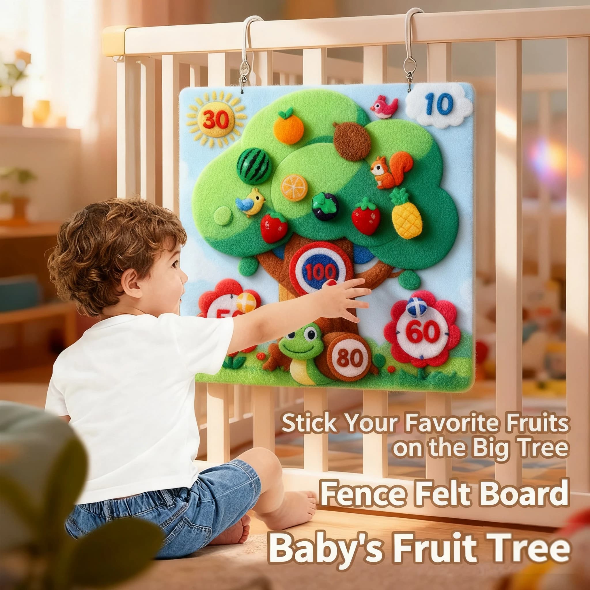 Funny cut of fruit, food, fruit and vegetables, toys, set of gambling houses, early development of basic skills, felt table, sticky tree