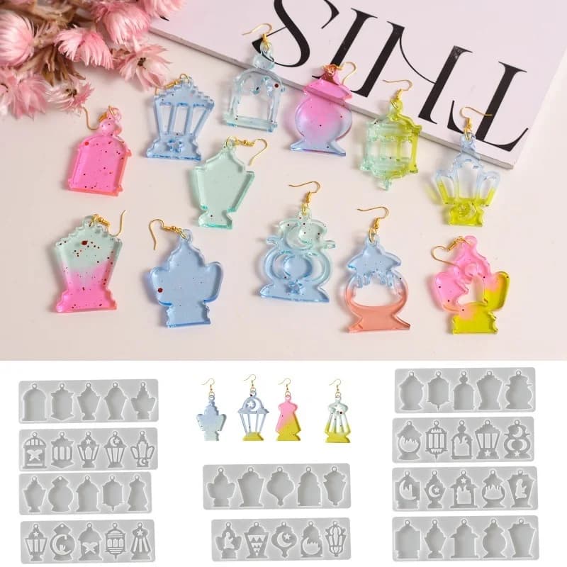 Gioielli con fori Stampo in silicone Fai da te Stili multipli Collana Portachiavi Pendenti Orecchini Stampi in resina epossidica UV Ornamenti creativi