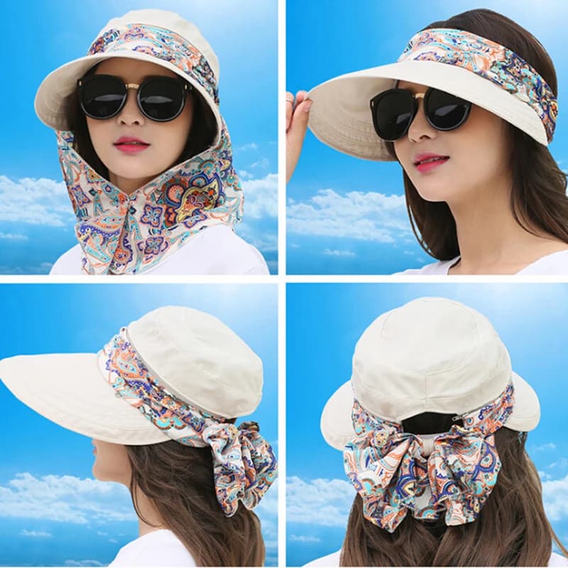 Women Anti-UV Sun Hat Face Protection Hats Foldable Wide Big Brim Summer Bucket Cap Outdoor Hunting Fishing Cap Fisherman Hat