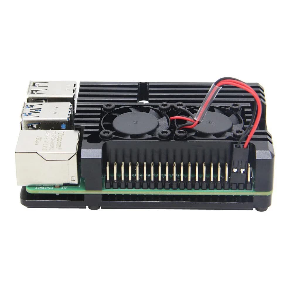 Armor Aluminum Case with Dual Cooling Fan Metal Shell Black Enclosure Auto Cooling Metal Case for RPI Raspberry Pi 3B