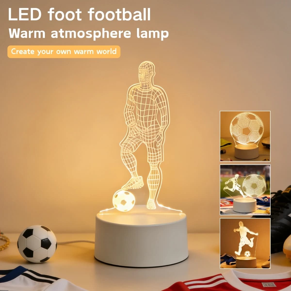 3D Football Theme Table Lamp USB Plug Bedside Table Lamp Creative Book Lamp Sports enthusiasts Gift Decorative Night Light