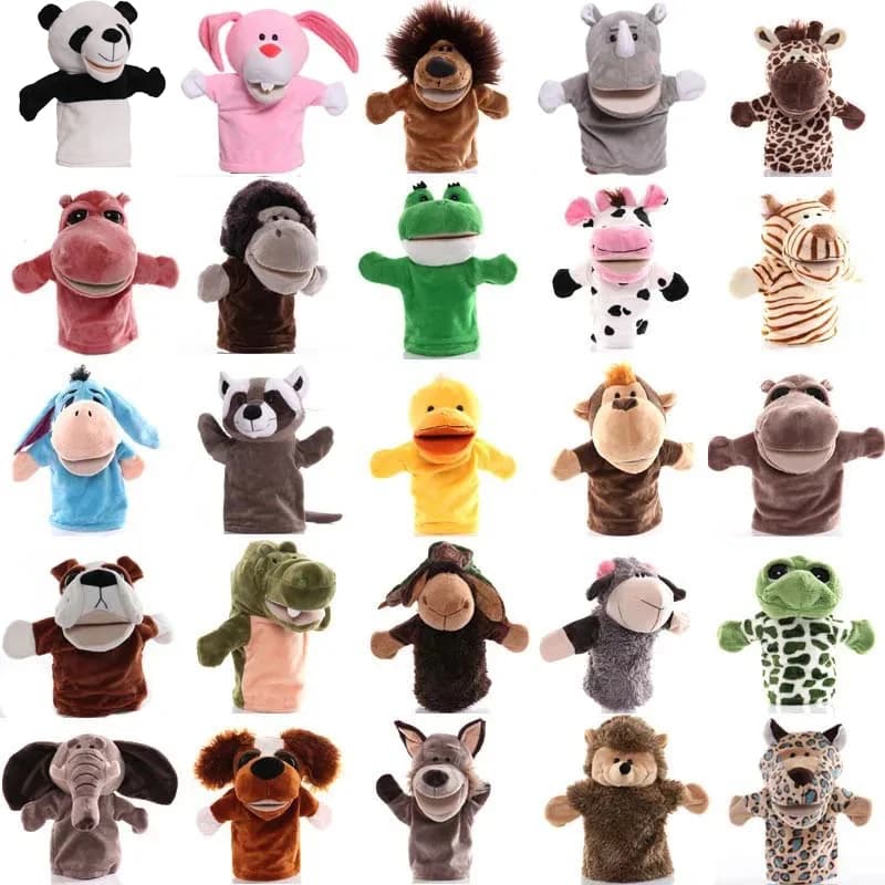 Burattino a mano per animali Giocattolo educativo per bambini in peluche per cartoni animati Fai finta di raccontare storie Peluche ripiene per bambole morbide Fidget Regali di compleanno per bambini