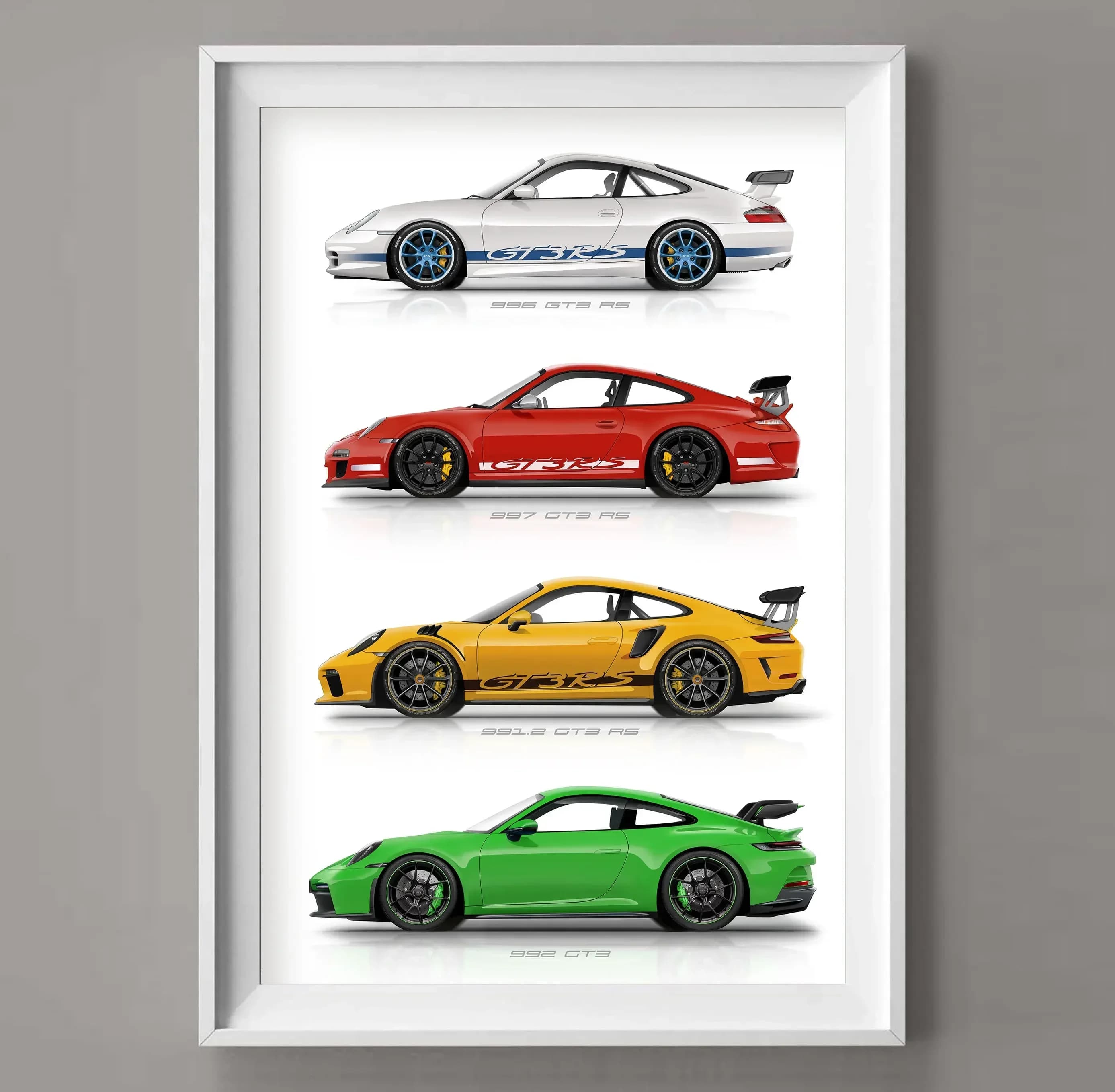 911 GT3 Multicolor SuperCar Generation Poster Canvas Print Painting Home Decor Wall Art Decoration Gift for Car Lover Frameless