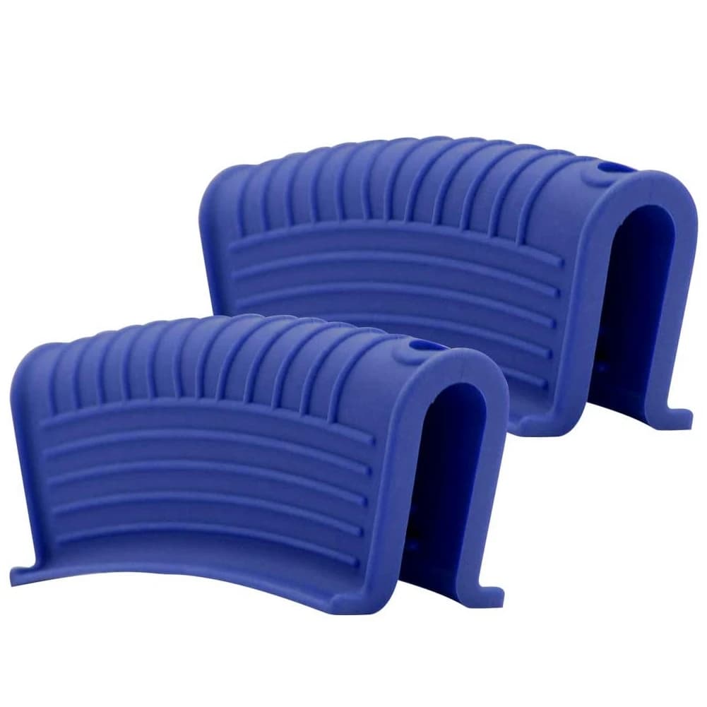 Copri maniglia per padella in silicone addensato, copertura isolante, clip per orecchio, padella in ghisa, supporto per maniglia per wok, blu, 2 pezzi