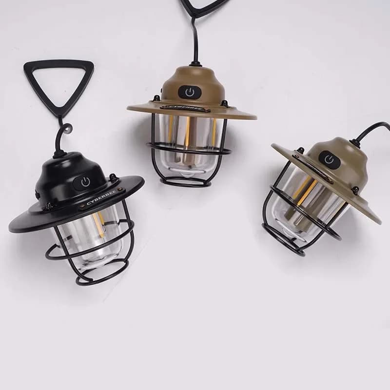 Retro LED camping atmosphere lamp - Hanging curtain lamp with USB charging Small outdoor lamp