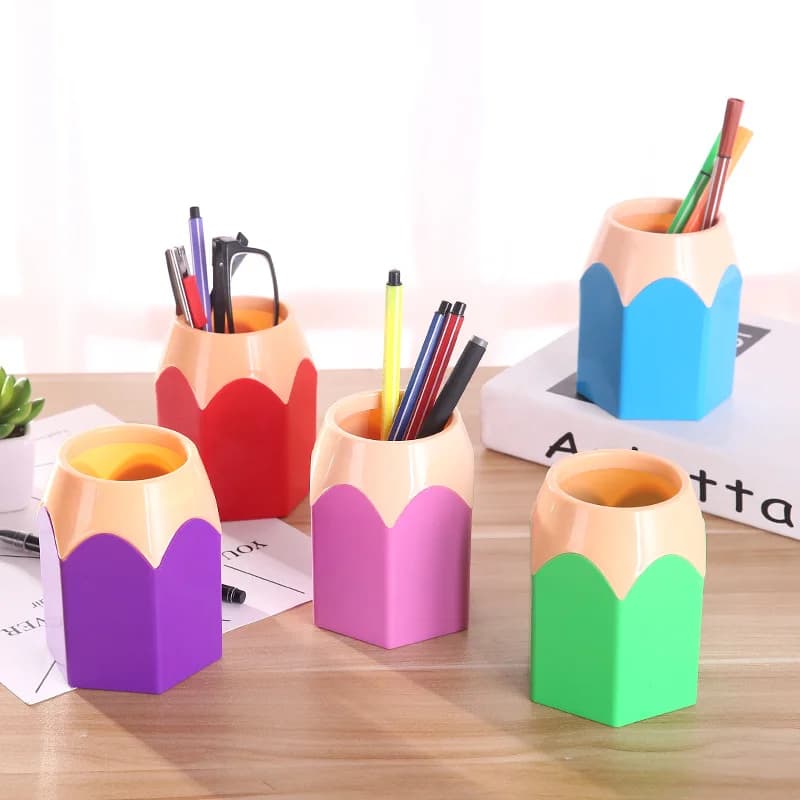Portapenne in plastica da 5 pezzi, colore a contrasto, scatola portaoggetti per cancelleria per ufficio, portaoggetti multifunzionale per pennelli per trucco