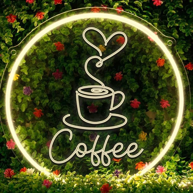 Insegne al Neon Personalizzate per Caffè a Forma di Cuore e Design a Vortice, Decorazione da Parete a LED Alimentata USB, Perfette per Caffetterie, Famiglie e Regali
