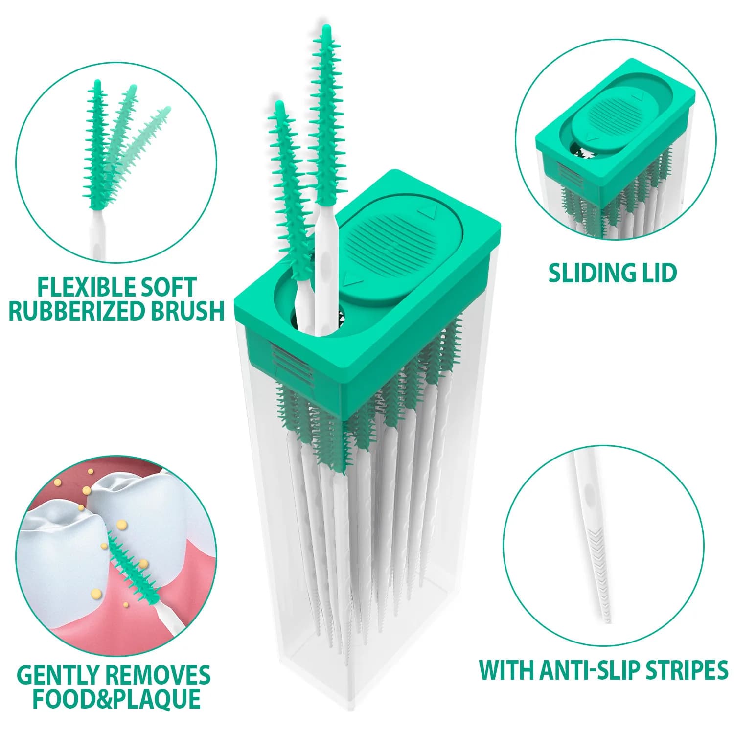 100 Pz/pacco Spazzole Interdentali In Silicone Stuzzicadenti Dentali Spazzola Dentale Tra I Denti Con Filo Strumenti di Pulizia Orale Igiene Orale