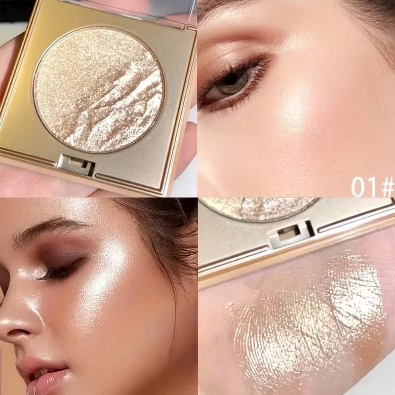 Evidenziatore di purè di patate Tavolozza di evidenziatori a doppio colore con diamanti Rosa dorato Illumina glitter Contorno naturale Blush Trucco