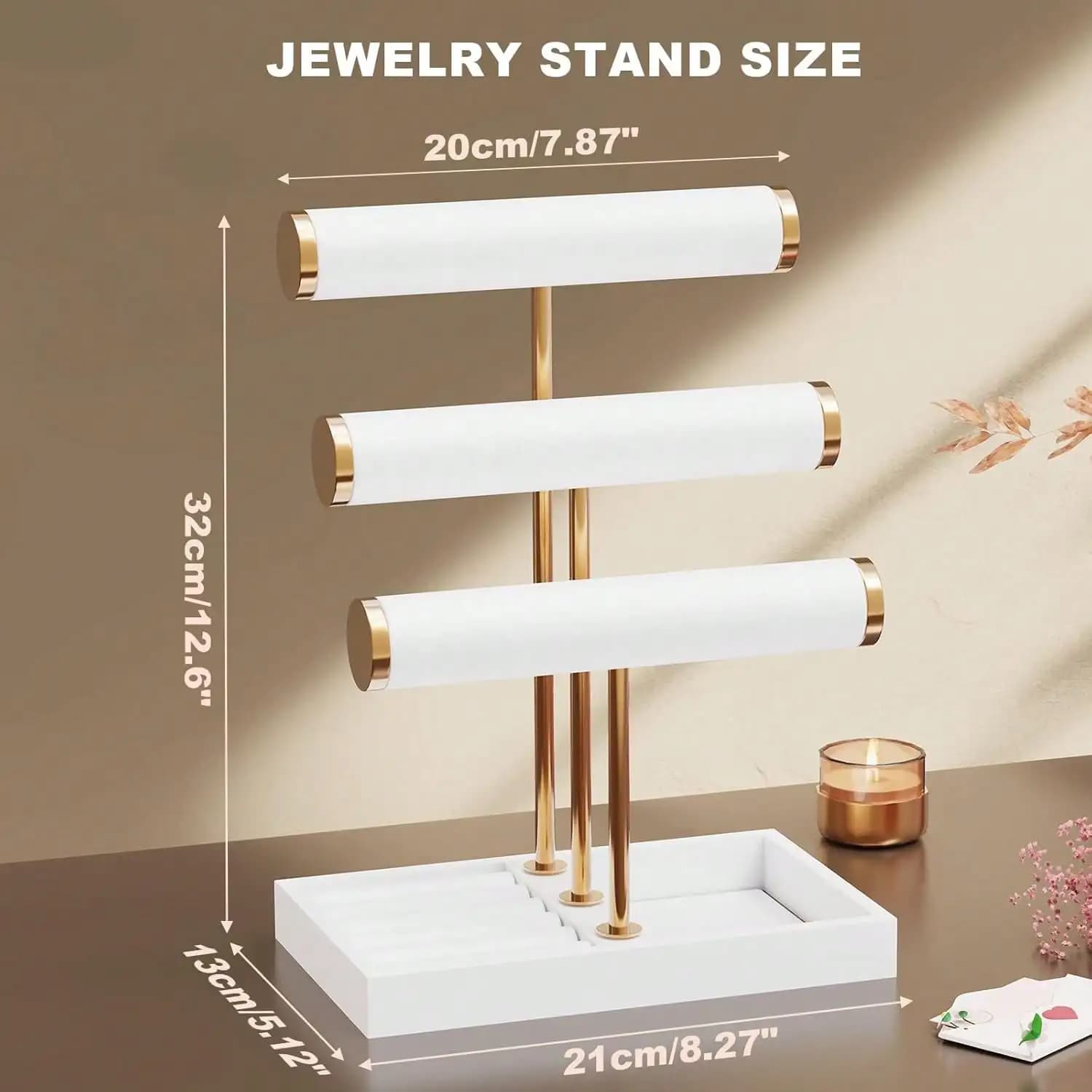 3‑Tier Jewelry Display Stand Desktop Jewellery Organizer Holder For Necklaces Bracelets Watches Rings Earrings Storage Rack