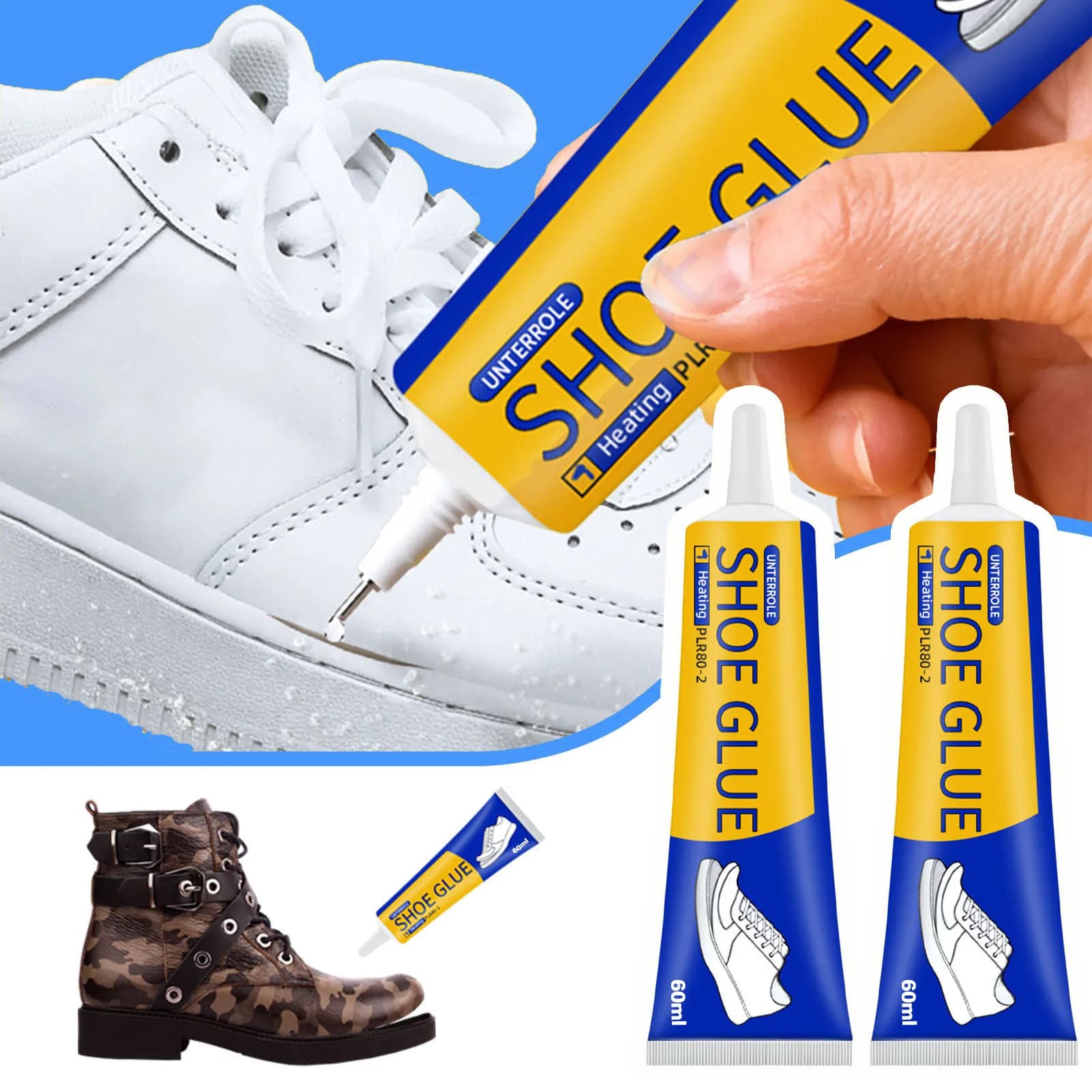 Adesivo trasparente per riparazione scarpe da 60 ml Adesivo forte a basso odore Colla per scarpe in resina morbida per il fissaggio di scarpe o stivali usurati Super stabilità