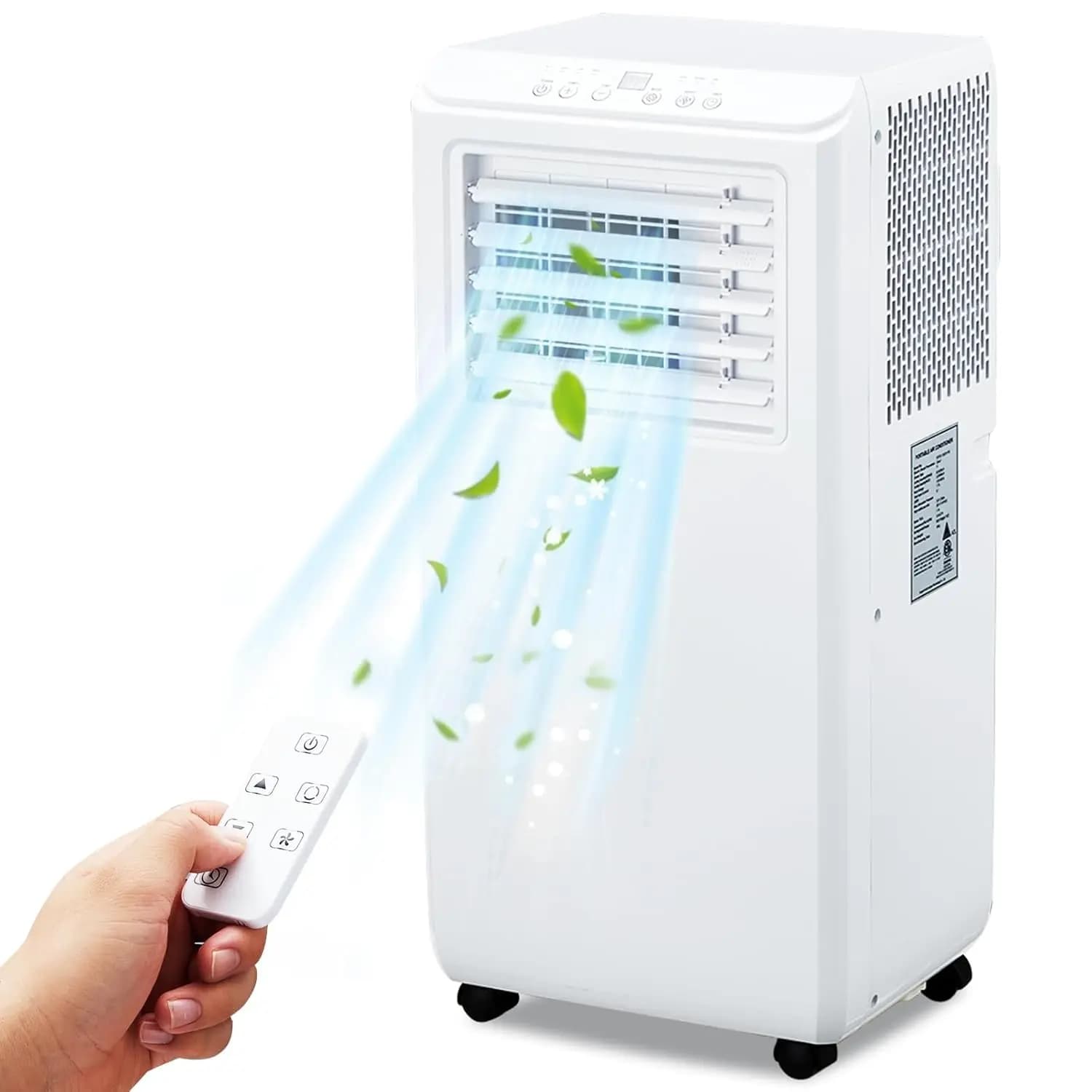 Condizionatore d'Aria Portatile 10000 BTU con Deumidificatore e Ventilatore 3-in-1, Modalità Notte, Timer 24H, Telecomando, Kit per Finestra, per Casa e Ufficio fino a 450 Piedi Quadrati, Personalizzabile