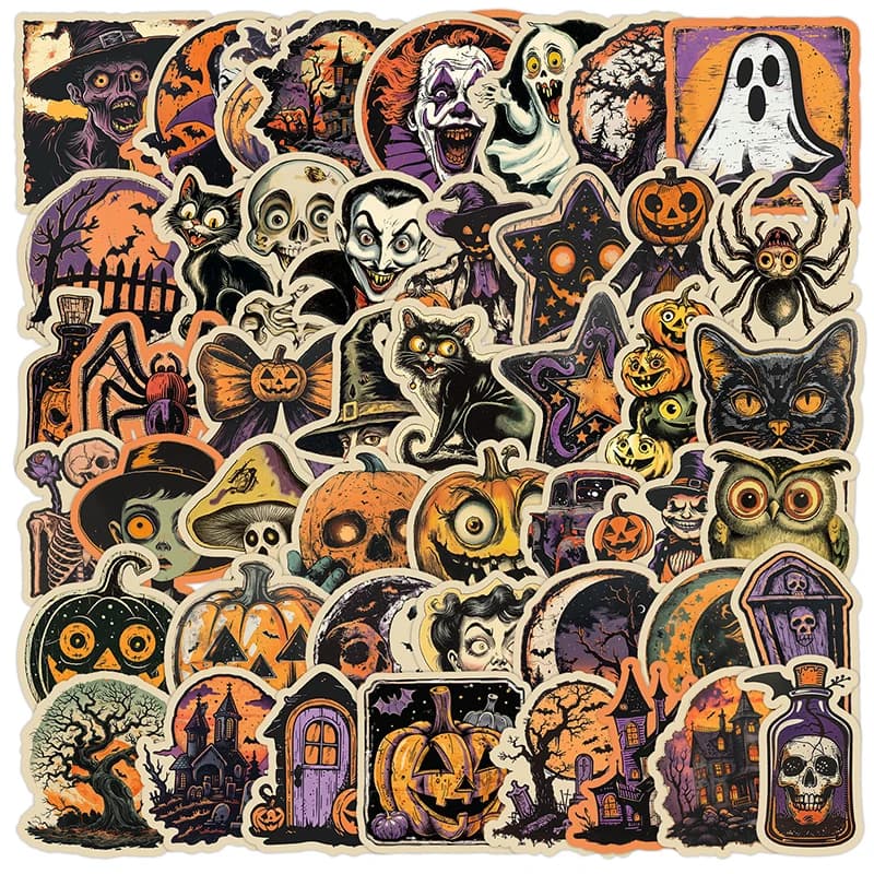 50 pezzi di Halloween terrificante zucca ragno graffiti adesivi decorazione creativa valigia skateboard tazza d'acqua decalcomanie giocattoli regalo