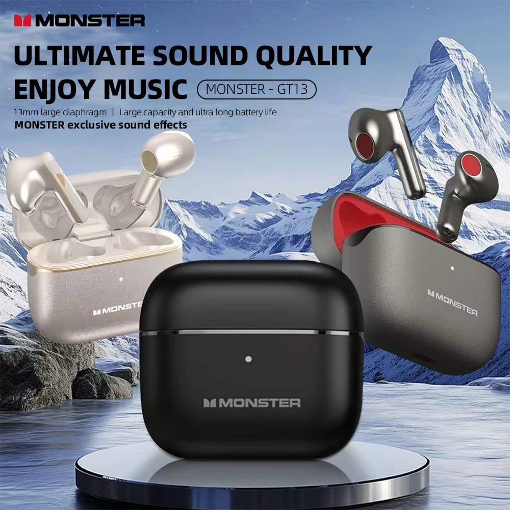Monster GT13 TWS Bluetooth 5.4 Bluetooth Wireless Gaming Headphones with HiFi Noise Reduction Sports audio with high fidelity audio quality