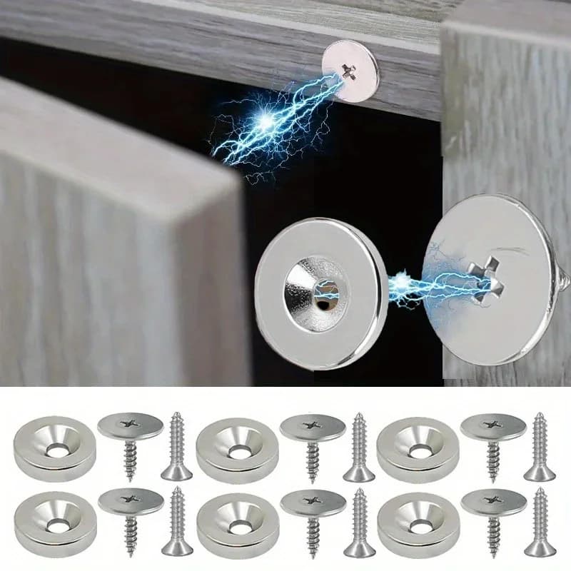 4/6 set chiusura magnetica per porta dell'armadio chiusura magnetica rotonda in metallo per armadio chiusura nascosta chiusura magnetica per porta chiudiporta con viti