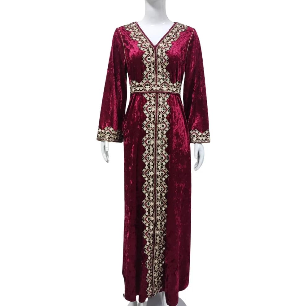 Donne Eid Vestito Musulmano Inverno Velluto Abaya Partito Caftano 2026 Caftano Arabo Abito Lungo Abiti Largos Marocco Abiti Lunghi Veste