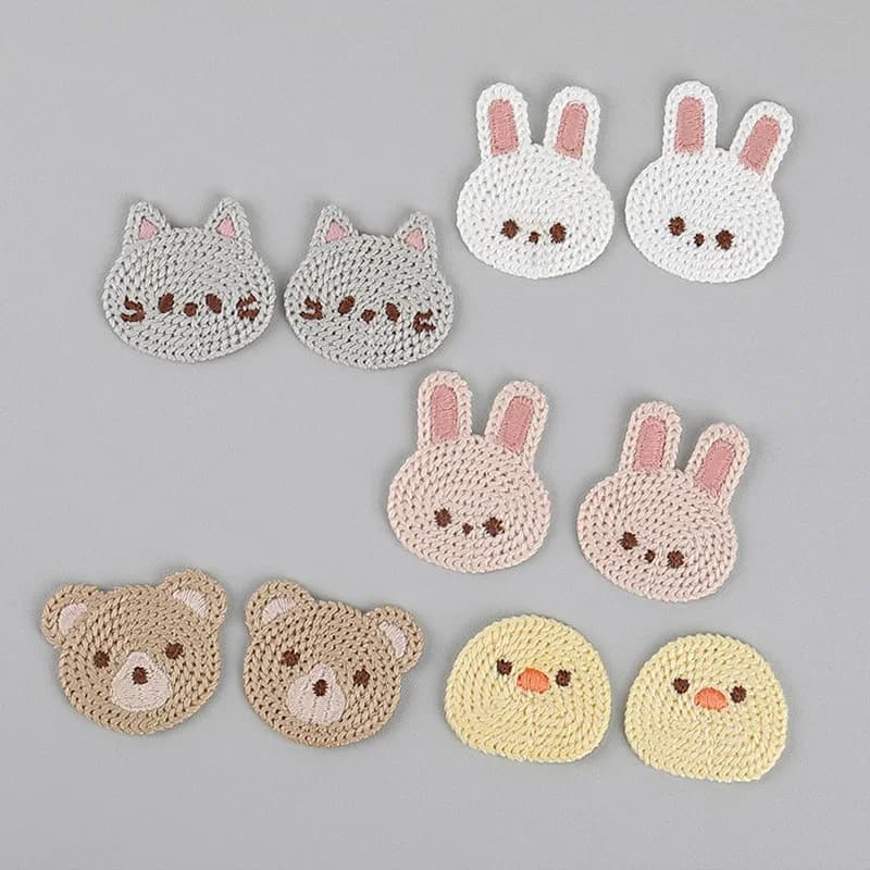 10 pieces small bear rabbit cute chicken cat cartoon fabric embroidered sticker bag hair wool sweater shoes and socks accessories