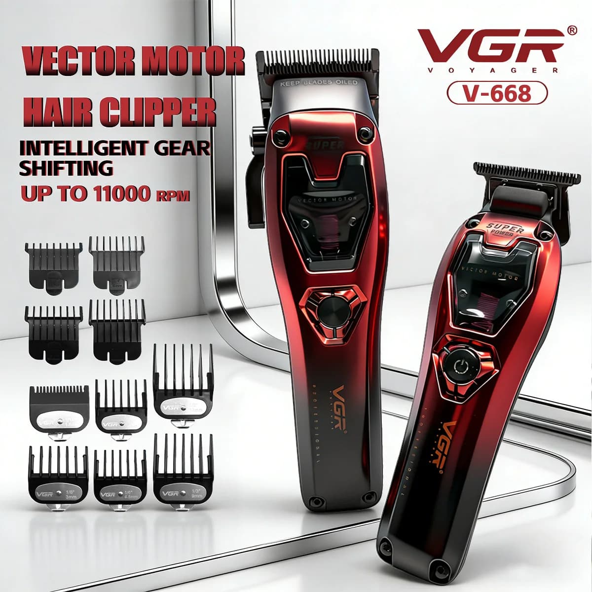 VGR Tagliacapelli taglia capelli Tagliacapelli uomo Professionale Tagliacapelli Tagliacapelli Barbiere Tagliacapelli 11000 giri/min Tagliacapelli Macchina Tagliacapelli Motore Vector Tagliacapelli per uomo V-668