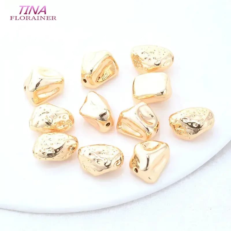 14MM 15MM 14K Color oro placcato ottone irregolare distanziatore perline braccialetto collana perline accessori gioielli fai da te di alta qualità
