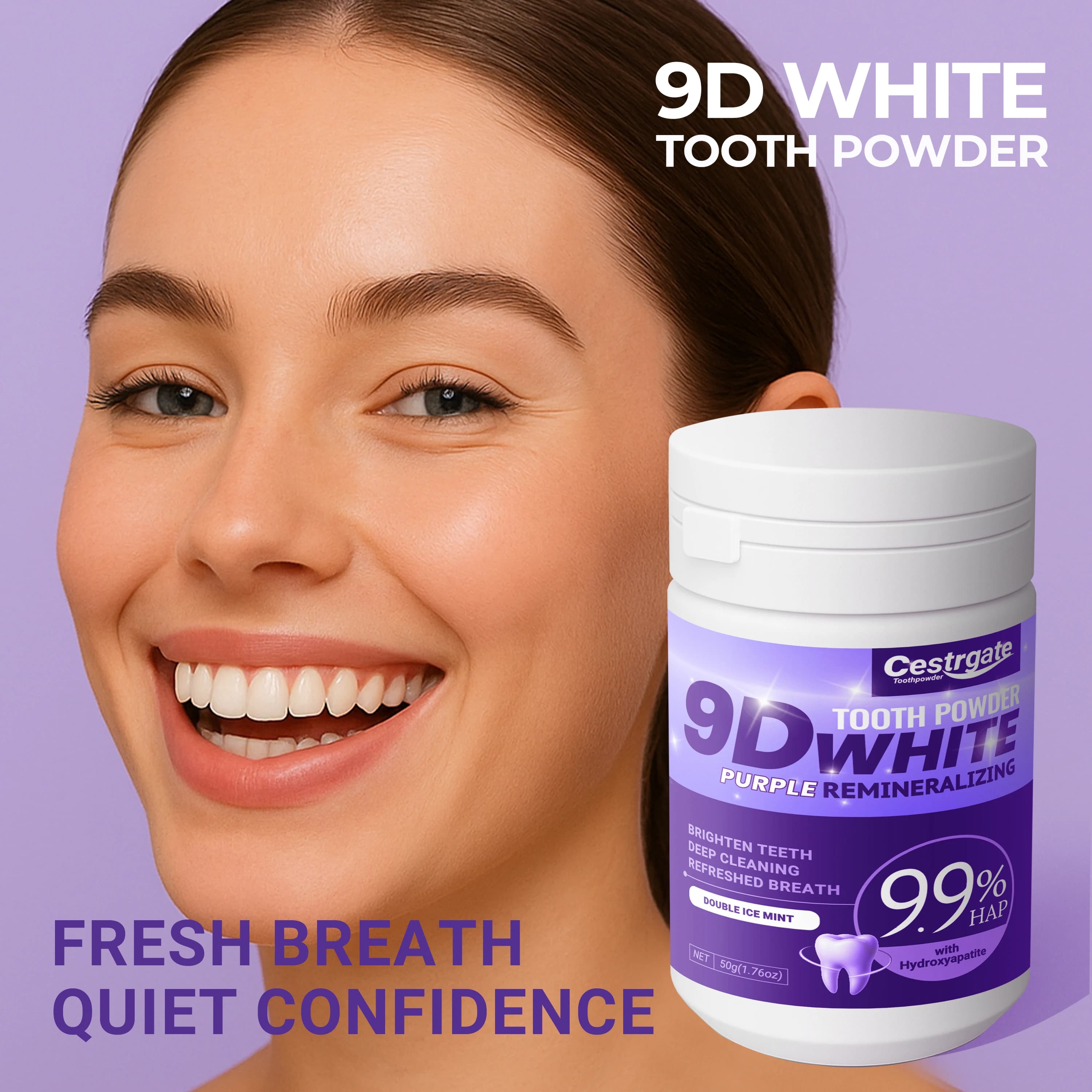 9.9% purple hydroxyapatite teeth cleaning powder, 9D white, deep cleaning powder, fresh breath strengthens dental care