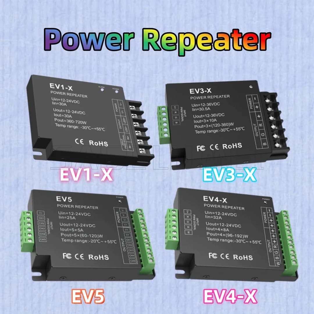 Skydance EV1-X EV3-X EV4-X EV5 CV Power Repeater Channels LED Constant Voltage Single Color LED Strip DC12V-24V