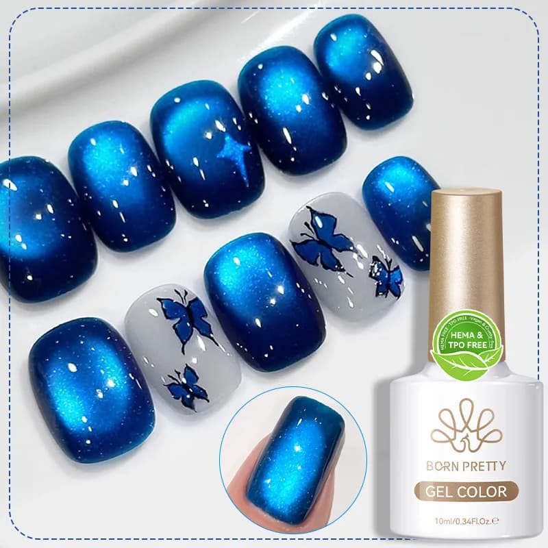 BORN PRETTY HEMA TPO FREE 10ml Rhine Lake Blue Cat Magnetic Gel Polish Semi Permanent Soak Off UV Gel Nail Art Varnish Manicure