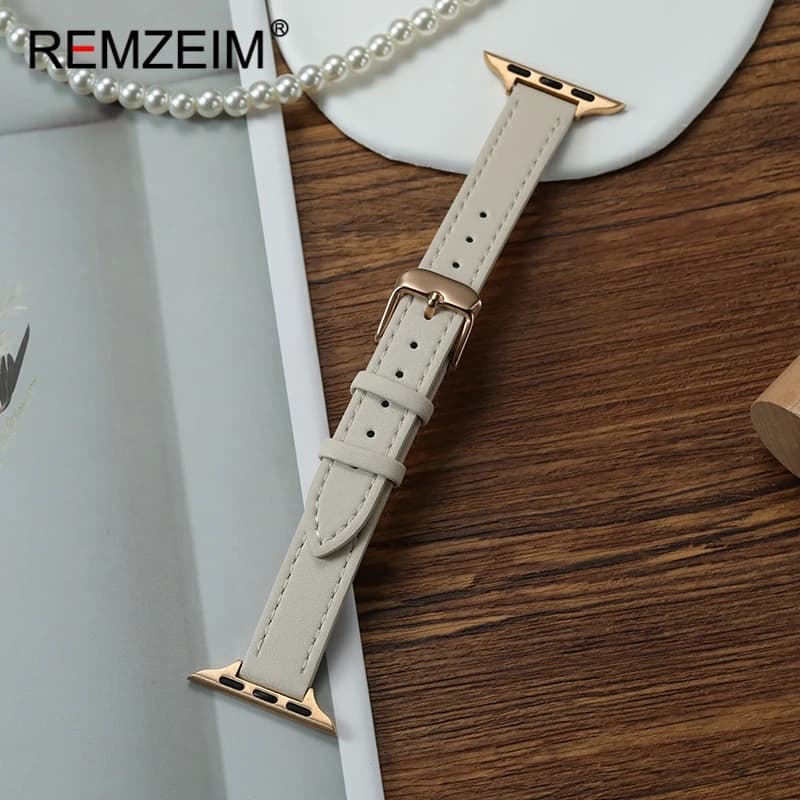 Simple Style Slim Strap for Apple Watch 38/40/41/42/44/45/46/49mm Leather Strap Smartwatch Iwatch 1-10 SE Ultra 2