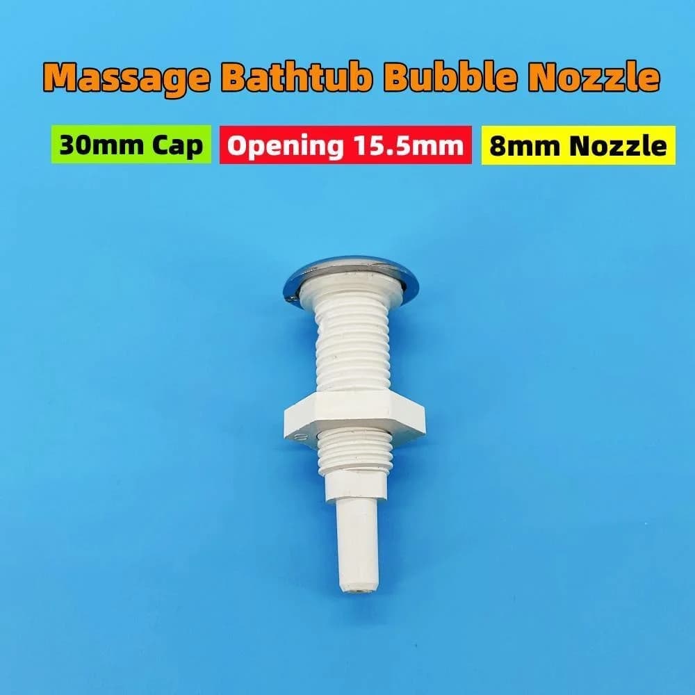 8 mm nozzle 30 mm bubble nozzle Φ8 chromed cap PVC base Air jet nozzle for whirlpool tub jet nozzle for massage bathtub