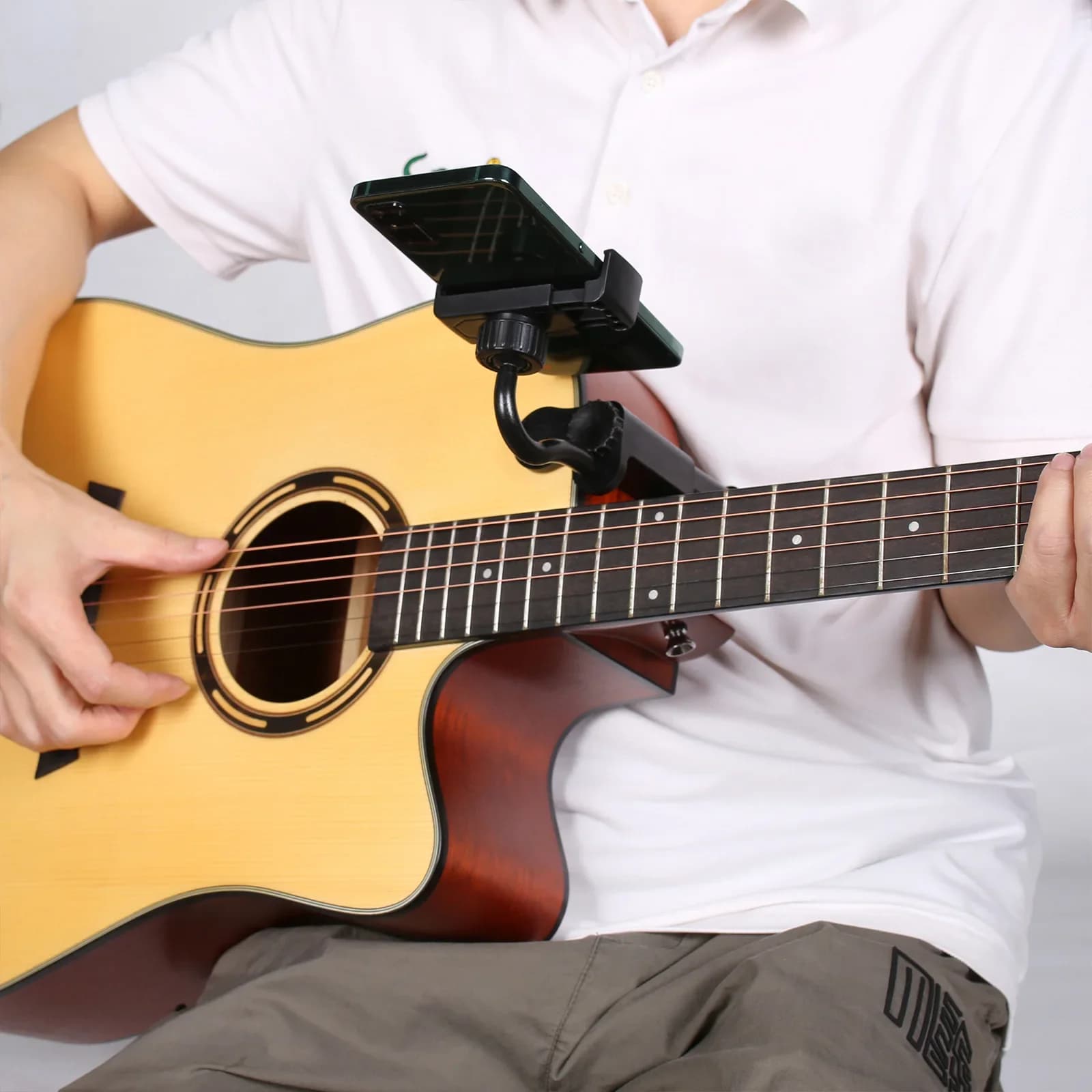 Porta spartiti digitali per chitarra/ukulele | Supporto per telefono regolabile per applicazioni musicali | Profondità corpo 6-10,5 cm compatibile