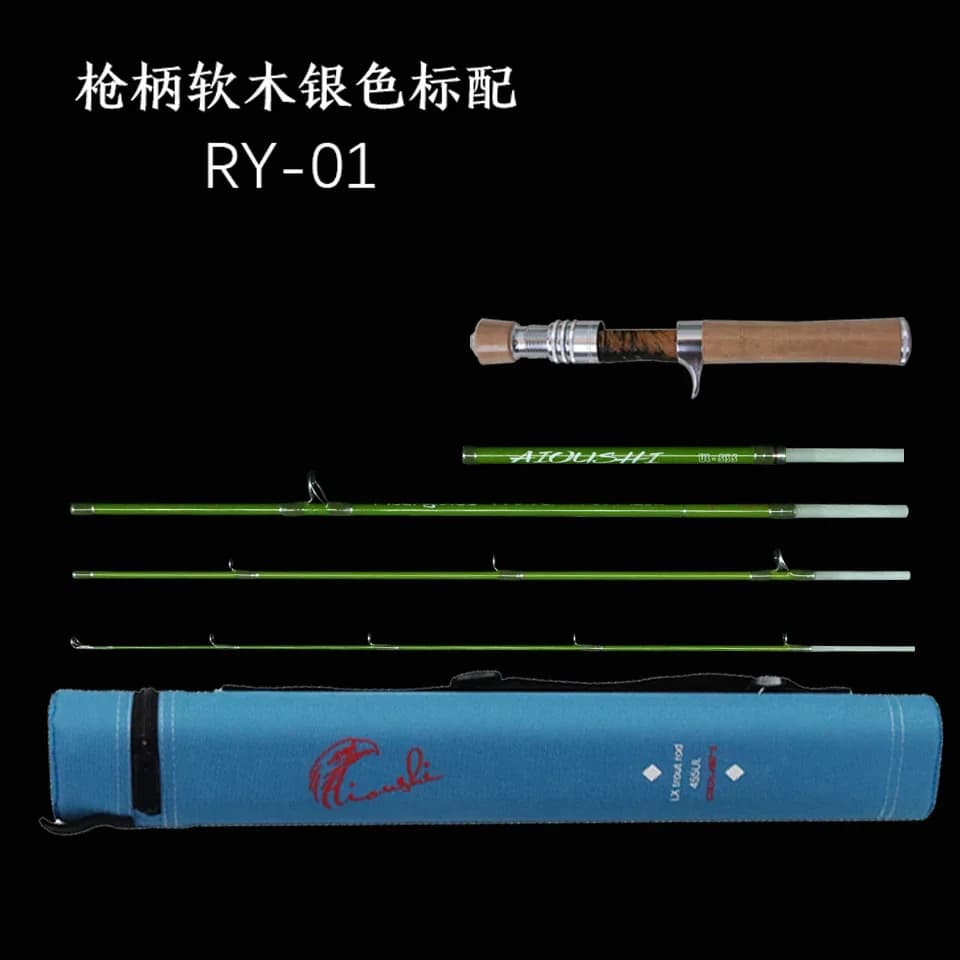 AIOUSHI canna da pesca catapulta multifunzionale 1.43m canna da trota cava in fibra di vetro a 5 sezioni, facile da trasportare, 3A sughero ultraleggera,